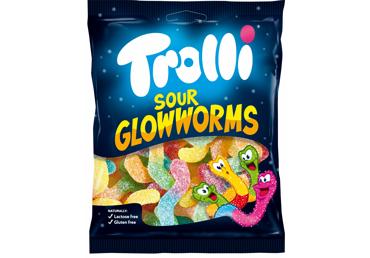 Kummikompv.Sour Glowworms TROLLI 100g