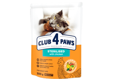 Steril. kassi kuivt.CLUB 4 PAWS kana300g