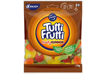 Kummikomm.Tutti Frutti Choco FAZER 170g