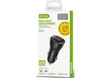 Autolaadija D-FRUIT USB-A/C, 60W, DF103