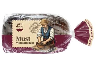 Viilutatud must leib WELL DONE, 800g