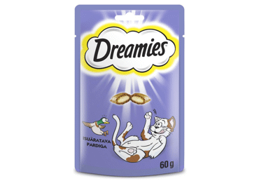 Suupiste kassidele DREAMIES pardilih.60g - 1