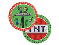Papptaldrikud Minecraft 23cm, 8tk