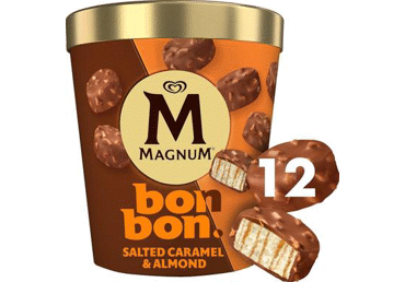 Soolakaramelli ja mandlitega jäätisekommid MAGNUM 168g