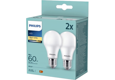LED lamp PHILIPS A60 60W E27 2tk