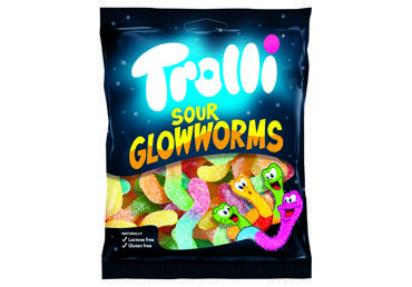 Kummikommid Sour Glowworms TROLLI 200g - 1