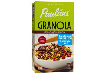 Krõbe müsli PAULUNS kakao- vaarika 450g