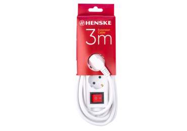 Pikendusjuhe HENSKE maandusega 3m 3pesa