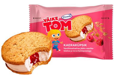 Jäätis küpsik vaarika. VÄIKE TOM 75g