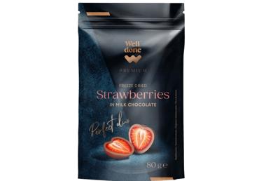 Maasikad piimašok.WELL DONE PREMIUM 80g