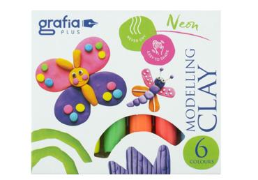 Plastiliin GRAFIA PLUS 6 neoonvärvi - 1